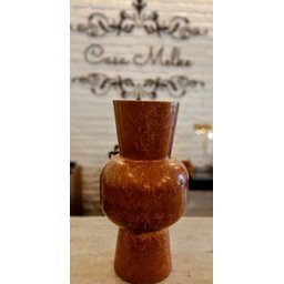 Vaso Metal Redondo Detalhes Funil Marrom 16x16x31,5cm - 1