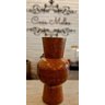 Vaso Metal Redondo Detalhes Funil Marrom 16x16x31,5cm - 1