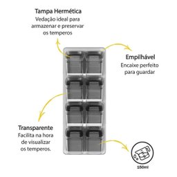 Porta Temperos Pote Hermético Organizador Condimentos 9pçs - 5