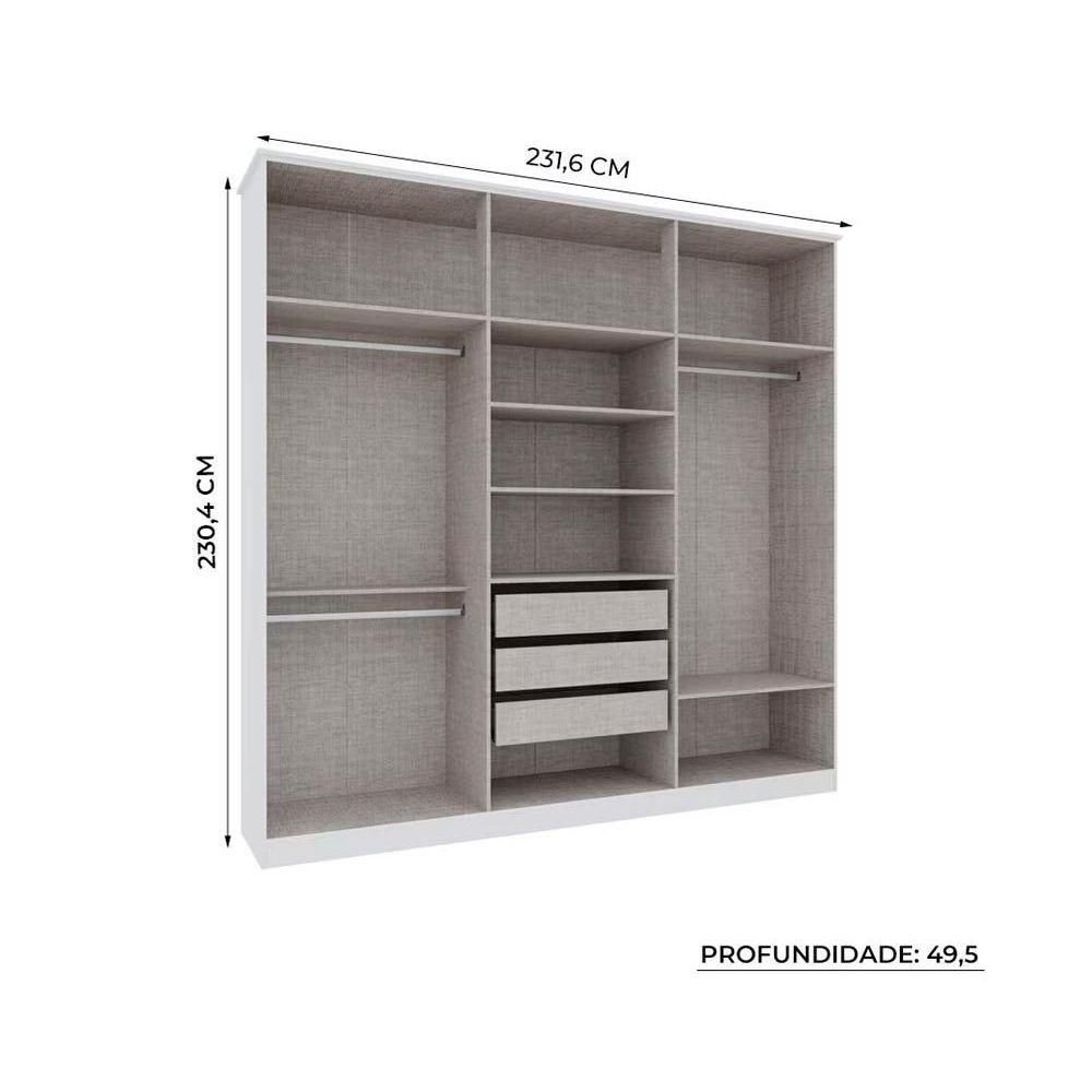 Guarda Roupa 6 Portas e 3 Gavetas Ph 1803 Carvalho Vermontt