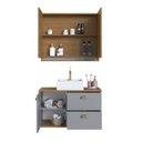 Ver imagem 4 de Gabinete de Banheiro 100% MDF com Espelheira 2 Portas com Cuba Lívia 80cm Yescasa Cinza/Freijó/Urbi