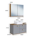 Ver imagem 3 de Gabinete de Banheiro 100% MDF com Espelheira 2 Portas com Cuba Lívia 80cm Yescasa Cinza/Freijó/Urbi