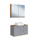 Ver imagem 2 de Gabinete de Banheiro 100% MDF com Espelheira 2 Portas com Cuba Lívia 80cm Yescasa Cinza/Freijó/Urbi