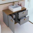Ver imagem 5 de Gabinete de Banheiro 100% MDF com Espelheira 2 Portas com Cuba Lívia 80cm Yescasa Cinza/Freijó/Urbi