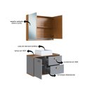 Ver mais imagens de Gabinete de Banheiro 100% MDF com Espelheira 2 Portas com Cuba Lívia 80cm Yescasa Cinza/Freijó/Urbi