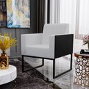 Ver imagem 4 de Kit 2 Poltronas Decorativas Sala Base Fixa Metal Helô L02 Linho Cinza Couríssimo Preto - Lyam