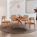 Ver imagem 1 de Sala de Jantar Mesa Ballaretampo Redondo 4 Cadeiras Moderna Atacama/imbuia Nat/cinam. Imbuia