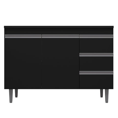 Balcão de Pia Cozinha 2 Portas Andréia 100 cm Preto 1820 Sem Tampo AJL Móveis