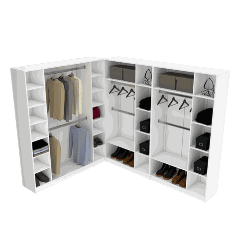 KIT CLOSET MODULAR M96X2+M133 (CASA OU COMÉRCIO) M136.2021.B MUNDI MOVEIS