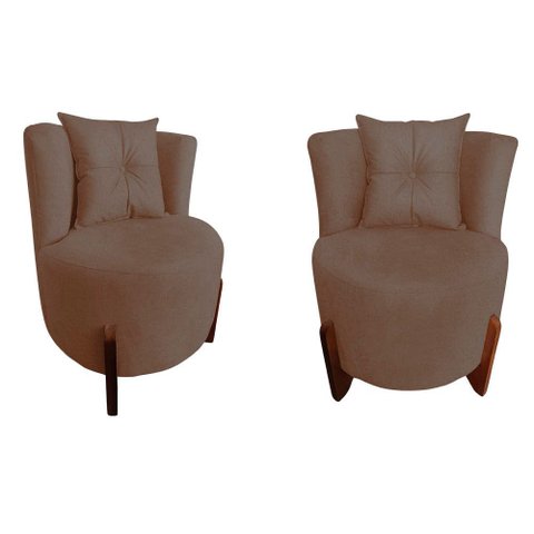 Kit 2 Poltronas Decorativa Luna Bouclé Marrom