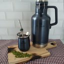 Ver mais imagens de Bomba de Chimarrão Inox 19cm Bojo Pera Removível Anel de Pedra Ágata Verde Redonda Taumer