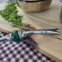 Ver imagem 5 de Bomba de Chimarrão Inox 19cm Bojo Pera Removível Anel de Pedra Ágata Verde Redonda Taumer