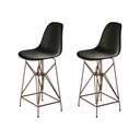 Ver imagem 1 de Kit 2 Banquetas Bistrô Alta Eames Preta Base Ferro Cobre - Cor: Preto