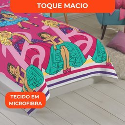 Jogo de Cama Infantil Lepper Barbie Reinos Mágicos Solteiro 2 Peças Microfibra Rosa - 4