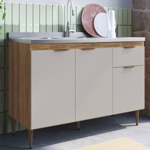 Balcão Pia 120cm 3 Portas e 1 Gaveta Delmarco Veneza Delmarco Móveis