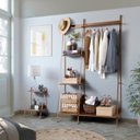 Ver imagem 1 de Conjunto Mesa de Cabeceira e Arara de Roupas em Aço Begônia CabeCasa MadeiraOriginals