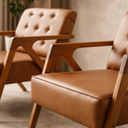 Ver imagem 2 de Kit 2 Poltrona Verona Bella Design Corino Pés Madeira:Caramelo