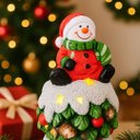Ver imagem 2 de Boneco de Neve Decorativo Resina Iluminada Led 14cm - Nataluz