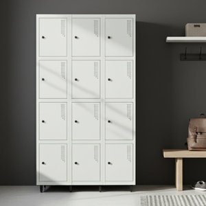 Armário Locker Guarda-volume de Aço 12 Portas com Fecho para Cadeado Vestiário Academia