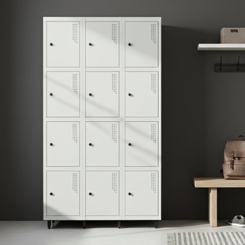 Armário Locker Guarda-volume de Aço 12 Portas com Fecho para Cadeado Vestiário Academia