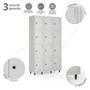Ver imagem 4 de Armário Roupeiro Locker Guarda-Volume de Aço 12 Portas Pequenas com Fecho para Cadeado Vestiário Academia Cinza