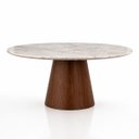 Ver imagem 1 de Mesa de Jantar Cone Oval 244x137 cm Tampo Quartzito Taj Mahal e Base Nogueira