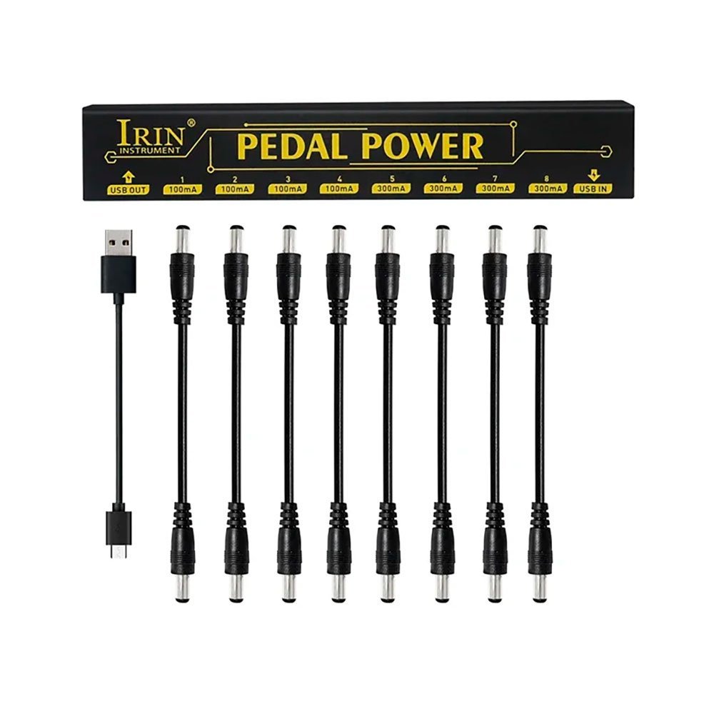 Fonte P/ 8 Pedais Irin Pedal Power 5 Vdc - 500 Ma C/ Carregador - Ft0106-c