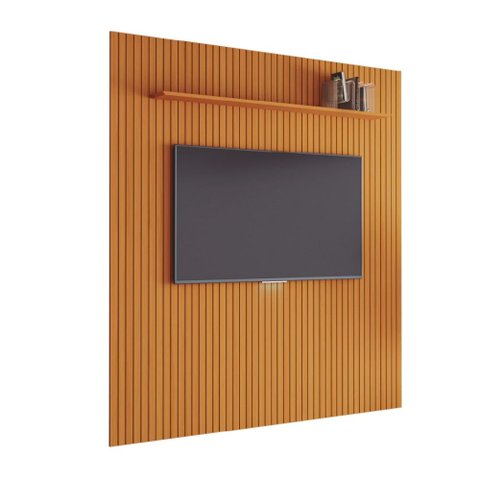 Painel para Tv até 75 Polegadas 2,25x2,40m Ripado com Prateleira Arbo Cedro Edn