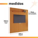 Ver imagem 4 de Painel para Tv até 75 Polegadas 2,25x2,40m Ripado com Prateleira Arbo Cedro Edn