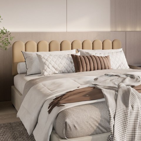Cabeceira King Size Design Nuvem 45cm 10 Placas em Suede:areia