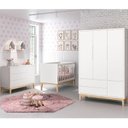 Ver imagem 7 de Quarto de Bebê Classic 3 Portas Cômoda com Porta Branco com Pés Madeira Natural - Reller