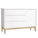 Ver imagem 4 de Quarto de Bebê Classic 3 Portas Cômoda com Porta Branco com Pés Madeira Natural - Reller