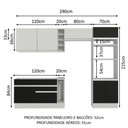 Ver imagem 4 de Armário de Cozinha Completa 290cm Branco/Preto/Branco Cristal Madesa 09