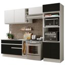 Ver imagem 1 de Armário de Cozinha Completa 290cm Branco/Preto/Branco Cristal Madesa 09