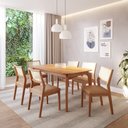 Ver imagem 2 de Conjunto de Sala de Jantar Ficus Mesa 1,60m MDF Laminado e 6 Cadeiras Bella - Madeira/Cinamomo/Kaki