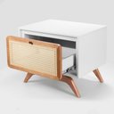 Ver imagem 4 de Mesa Cabeceira Ricco Baixa 1 Gaveta Laca com Palhinha Off White