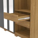 Ver imagem 5 de Guarda Roupa Casal Marlin 6 Portas de Bater 2 com Espelhos 4 Gavetas com Nichos Mdf Nature/chumbo G9