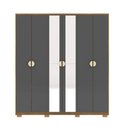 Ver imagem 2 de Guarda Roupa Casal Marlin 6 Portas de Bater 2 com Espelhos 4 Gavetas com Nichos Mdf Nature/chumbo G9