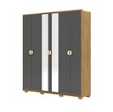 Ver imagem 7 de Guarda Roupa Casal Marlin 6 Portas de Bater 2 com Espelhos 4 Gavetas com Nichos Mdf Nature/chumbo G9