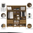 Ver imagem 3 de Guarda Roupa Casal Marlin 6 Portas de Bater 2 com Espelhos 4 Gavetas com Nichos Mdf Nature/chumbo G9