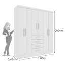 Ver imagem 3 de Guarda-Roupa Casal com 6 Portas e 4 Gavetas 180cm Multimóveis CR35481 Neve