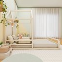 Ver imagem 4 de Cama Meia Casinha Infantil Ludika Mobília Branco/Acetinado