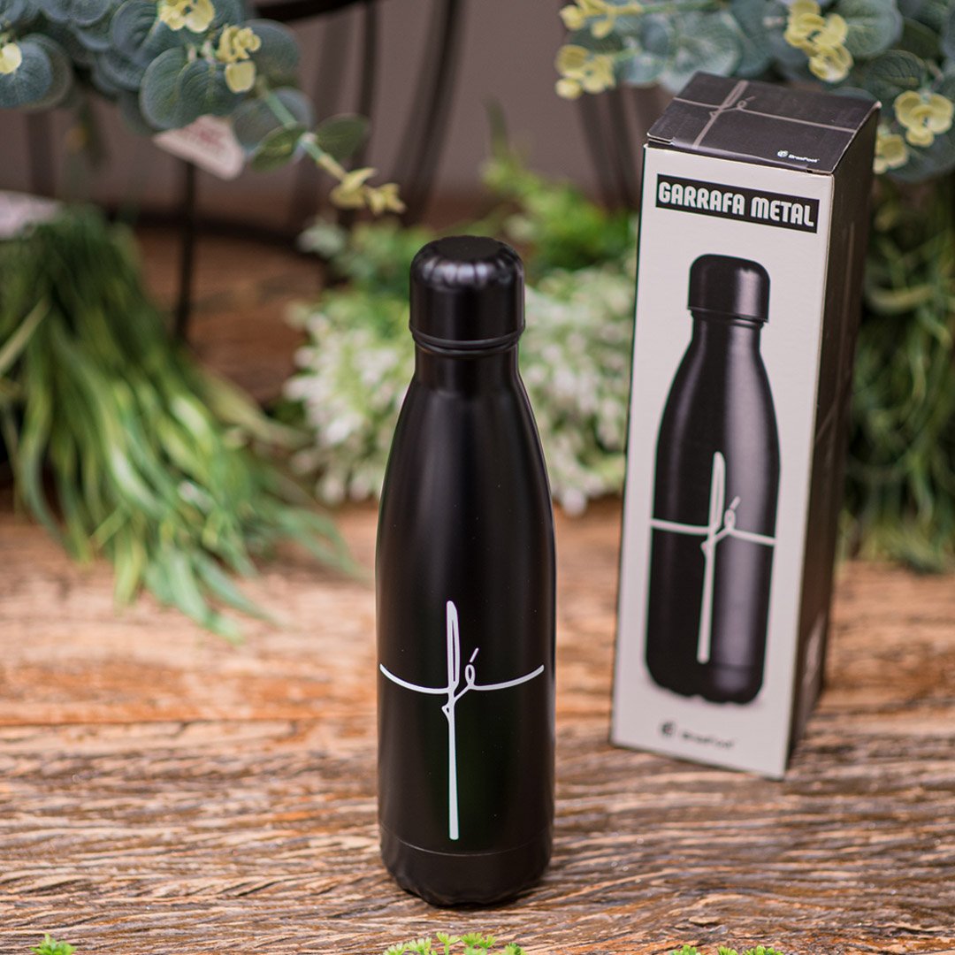 Garrafa Térmica Metal Neo 500ml Fé - Brasfoot | MadeiraMadeira