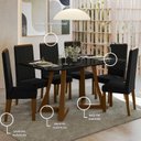 Ver imagem 7 de Sala Jantar Ana 160cm Vidro 6 Cadeiras Veludo Livia Preto/Ambar