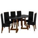 Ver imagem 2 de Sala Jantar Ana 160cm Vidro 6 Cadeiras Veludo Livia Preto/Ambar