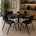 Ver imagem 2 de Jogo de Mesa 70x70 Comercial com 4 Cadeiras ISO Pretas