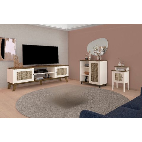Conjunto Sala Charlotte: Rack 4524+ Mesa 4518+ Buffet 4520