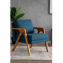 Ver imagem 2 de Conjunto 2 Poltronas Mona Luxo Madeira Maciça Tecido Linho:linho Azul