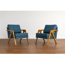 Ver imagem 1 de Conjunto 2 Poltronas Mona Luxo Madeira Maciça Tecido Linho:linho Azul