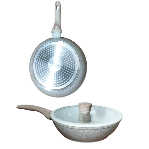 Panela Frigideira Wok C/ Tampa 28cm 3,4 Litros Fogão Indução Brinox:vanilla/baunilha